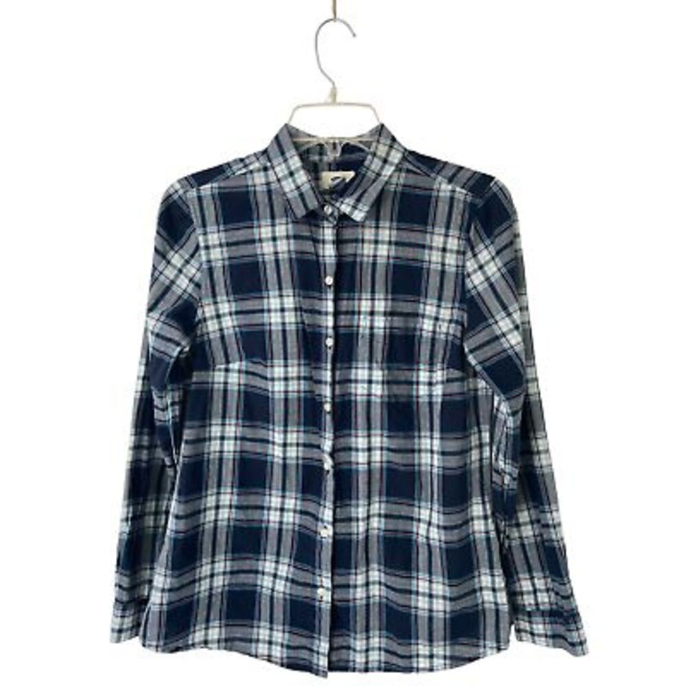 Old Navy Women's Blue Plaid Long Sleeve Button Down Shirt SP